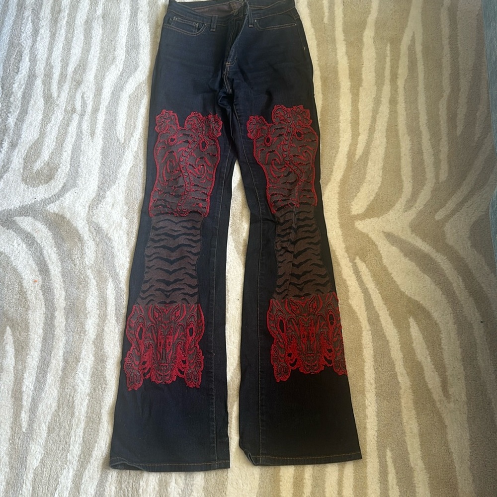 Just Cavalli Jaguar-Embroidered Jeans
